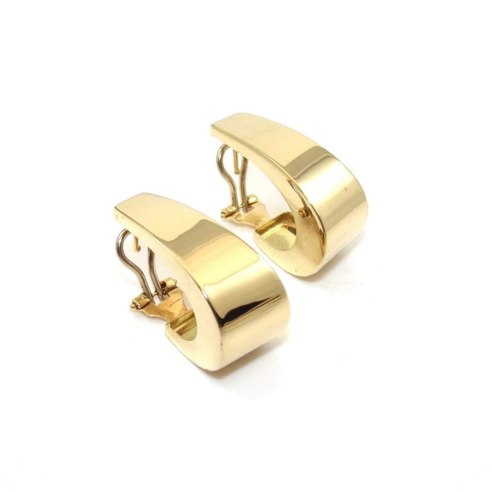 14K Yellow Gold Large Italy J Hoop Drop Earrings